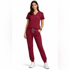 FIGS Burgundy Scrub Set Small Top & Jogger Pants Technical Collection Nurse